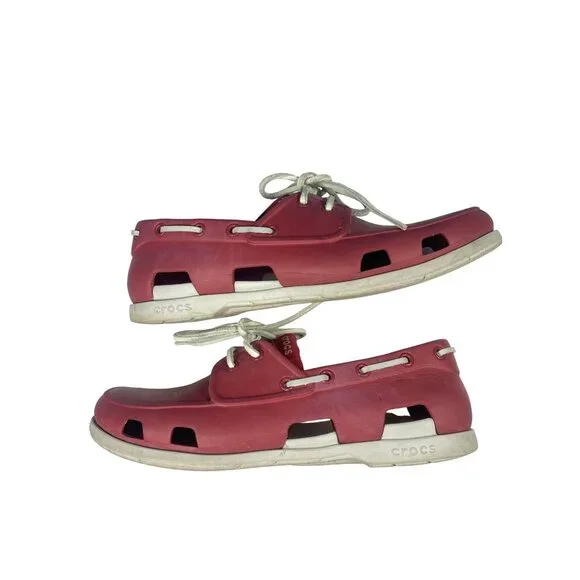 Crocs Top Sider Slip on Boat Shoes Men's 8 Non Marking, Red - Picture 8 of 9